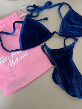 Toxic Angelz Bikini Posing Suit Velvet Royal Size Small